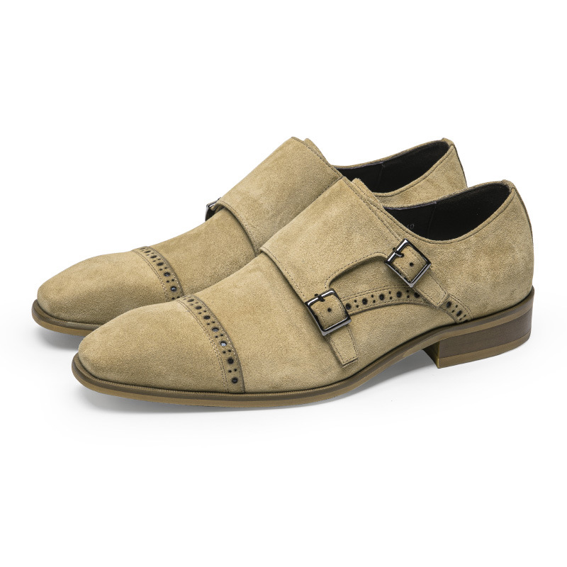 Monk Strap Shoe - Chaussures provoqué en cuir suédé italien