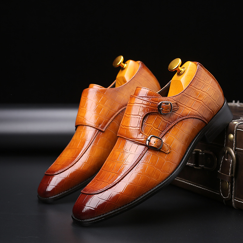 Monk Strap Shoe - Mocassins en cuir verni pour hommes,